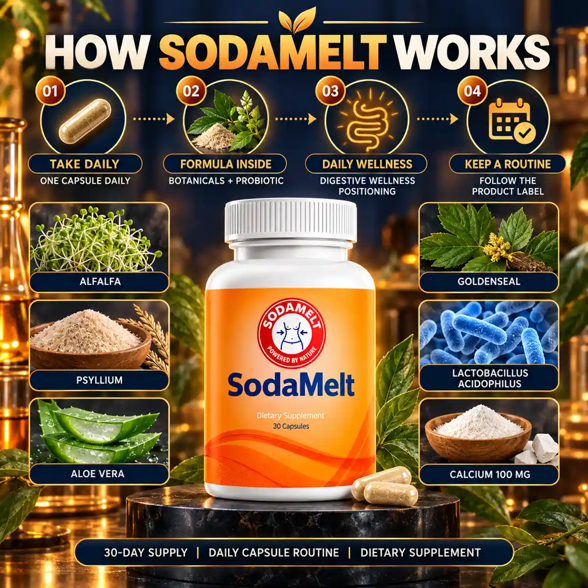 The seller's how-it-works graphic for SodaMelt