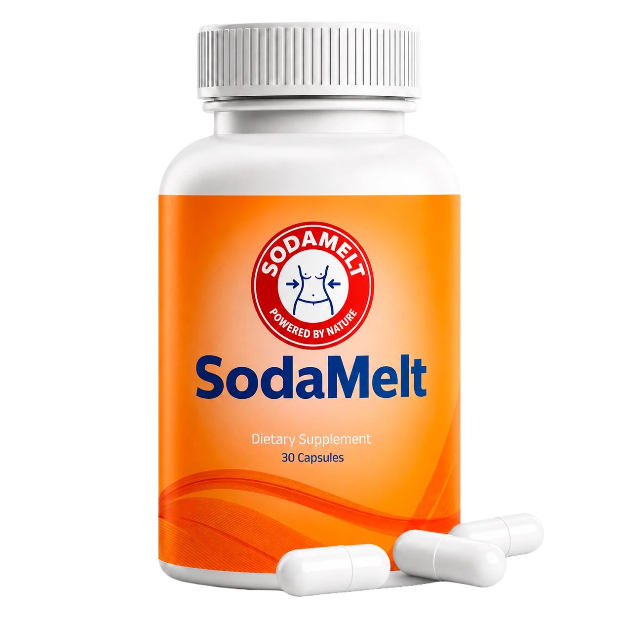 The SodaMelt bottle with capsules beside it